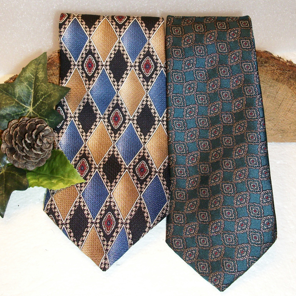 WEMBLEY Mens Ties 100% Silk Lot of 2 Made in USA